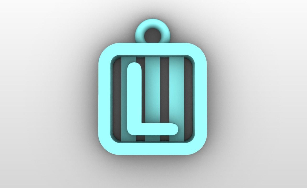 Initial letter charms  - alphabet A-Z - square frame 3D print model_13