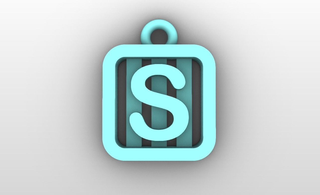 Initial letter charms  - alphabet A-Z - square frame 3D print model_20