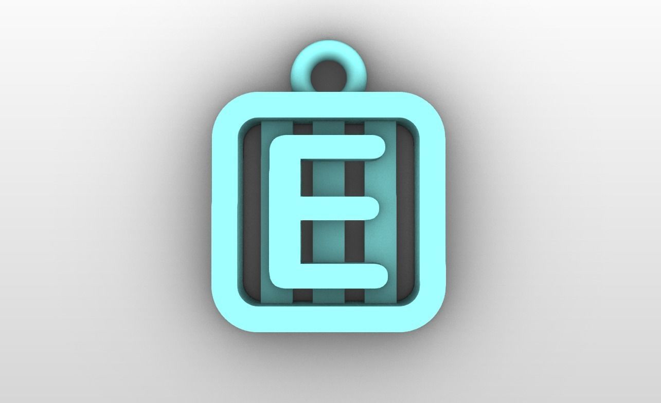 Initial letter charms  - alphabet A-Z - square frame 3D print model_6