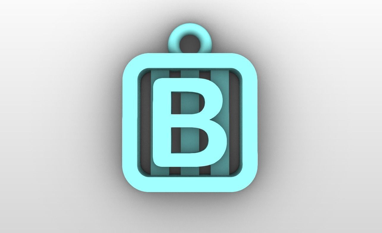 Initial letter charms  - alphabet A-Z - square frame 3D print model_3