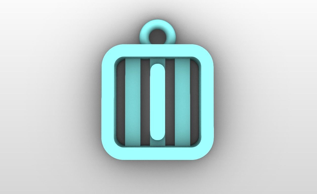 Initial letter charms  - alphabet A-Z - square frame 3D print model_10