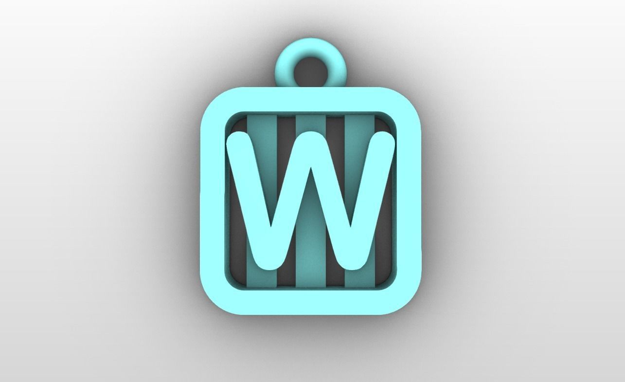 Initial letter charms  - alphabet A-Z - square frame 3D print model_24