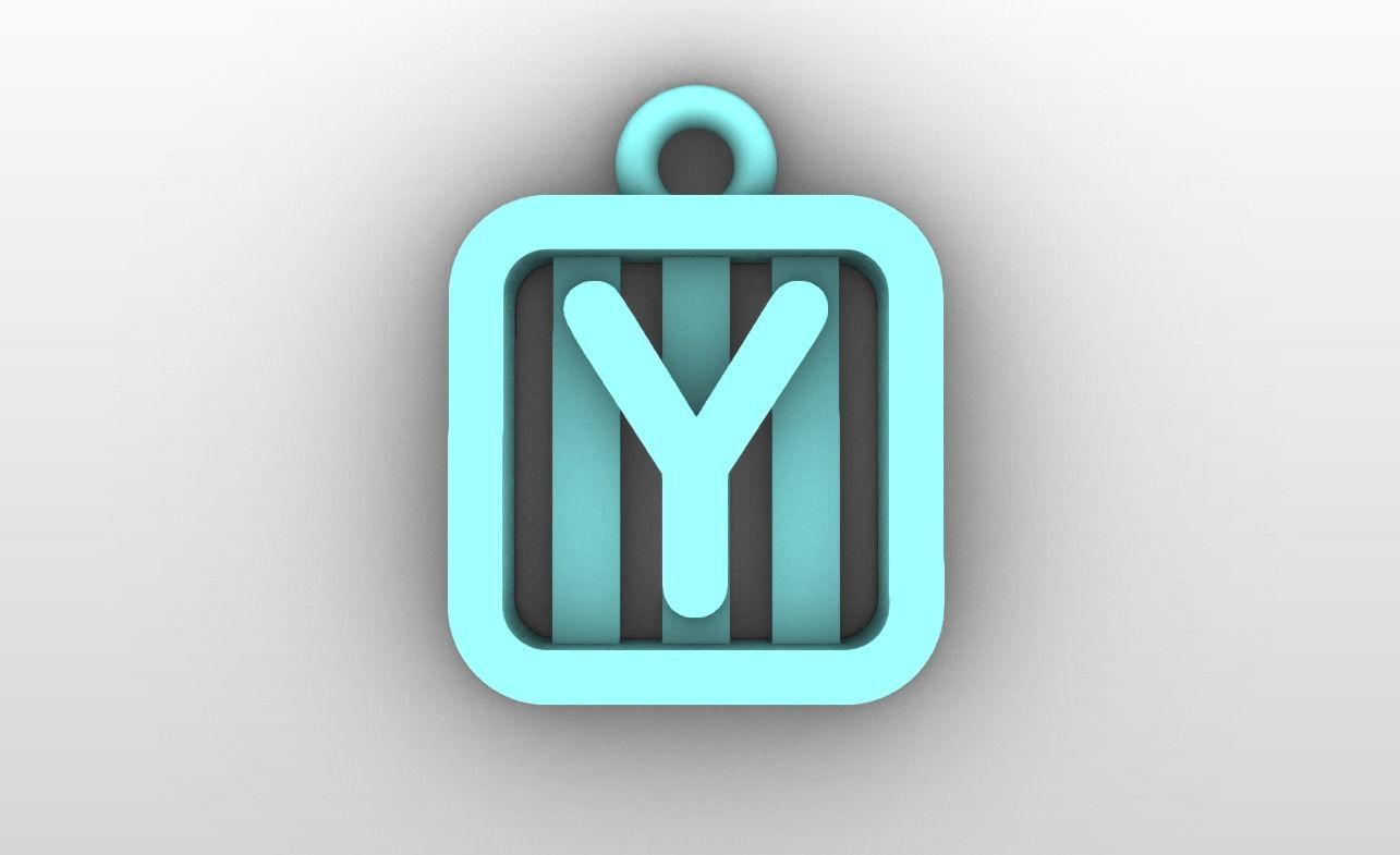 Initial letter charms  - alphabet A-Z - square frame 3D print model_26