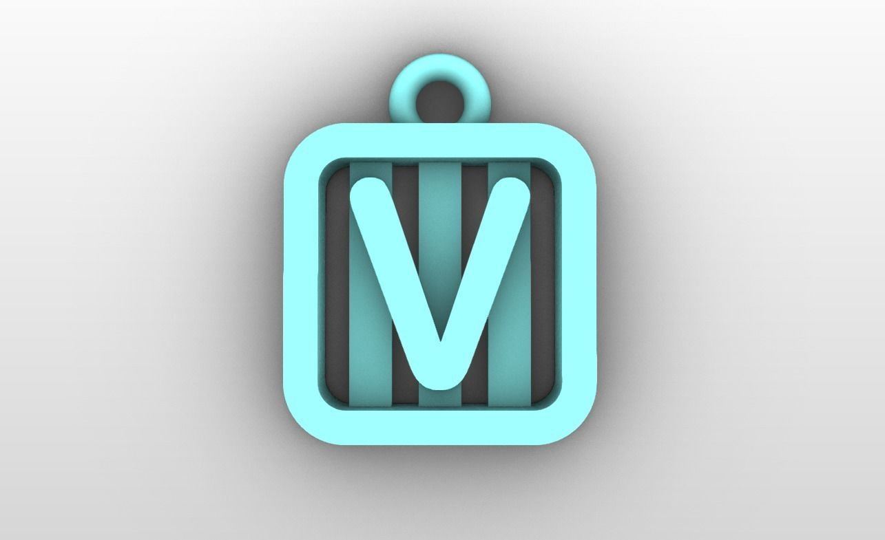 Initial letter charms  - alphabet A-Z - square frame 3D print model_23