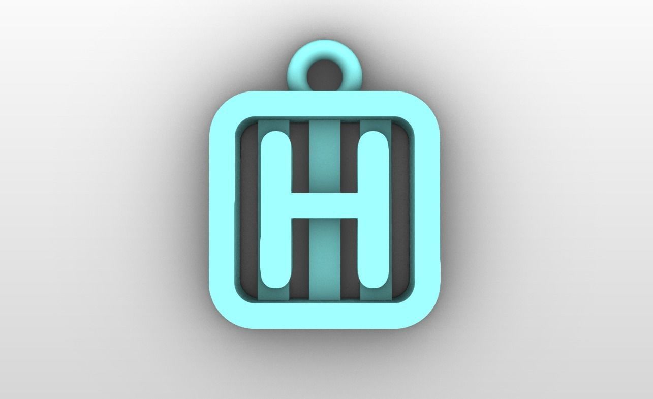 Initial letter charms  - alphabet A-Z - square frame 3D print model_9