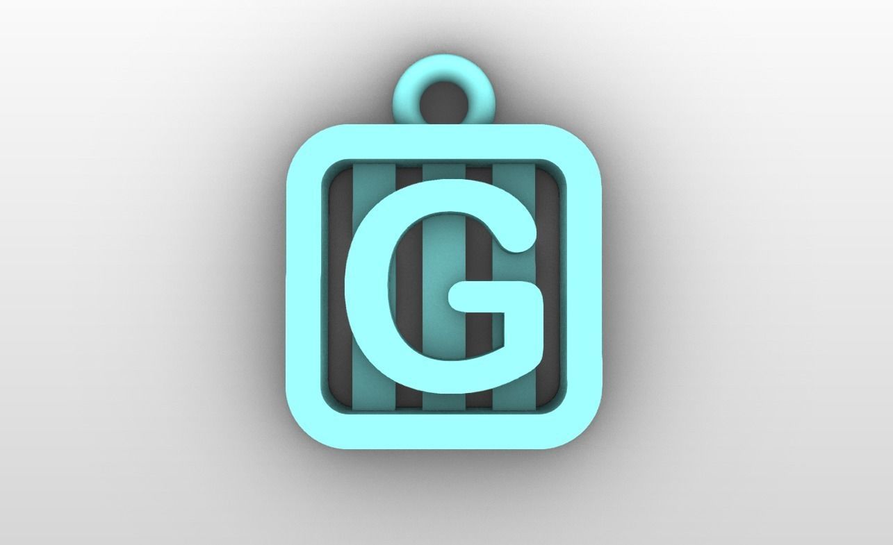 Initial letter charms  - alphabet A-Z - square frame 3D print model_8