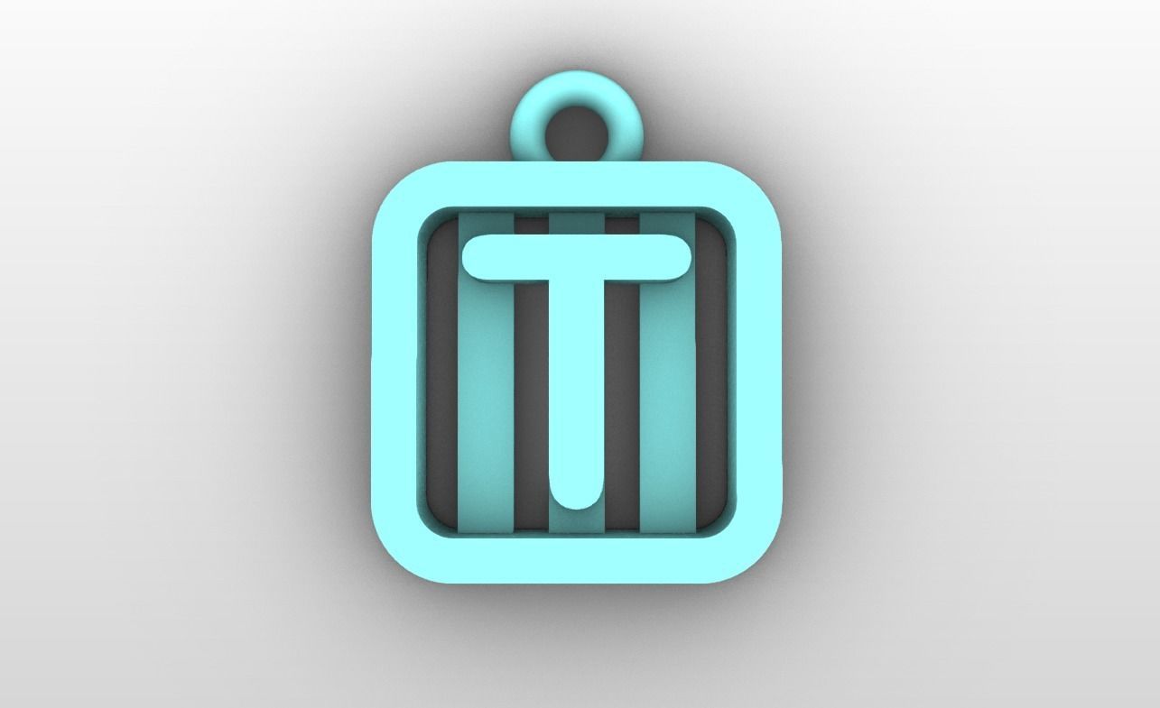 Initial letter charms  - alphabet A-Z - square frame 3D print model_21