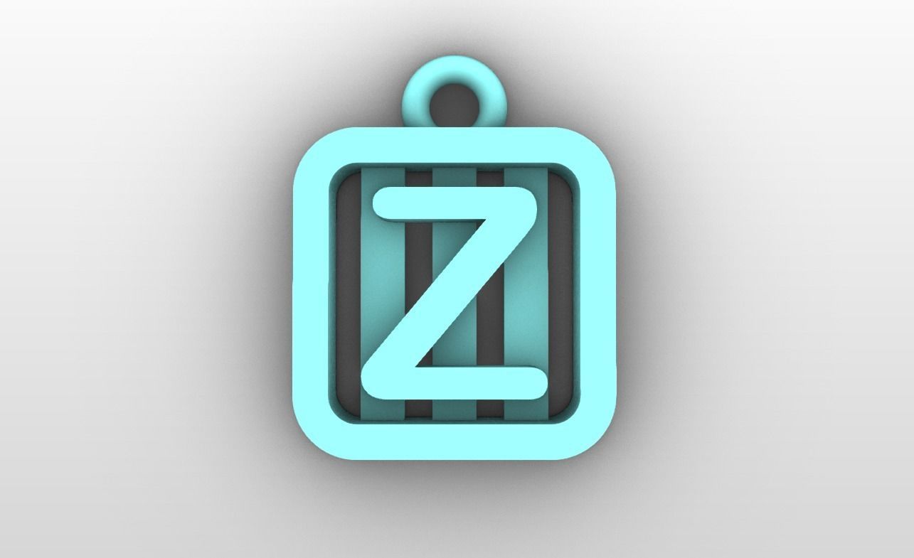 Initial letter charms  - alphabet A-Z - square frame 3D print model_27