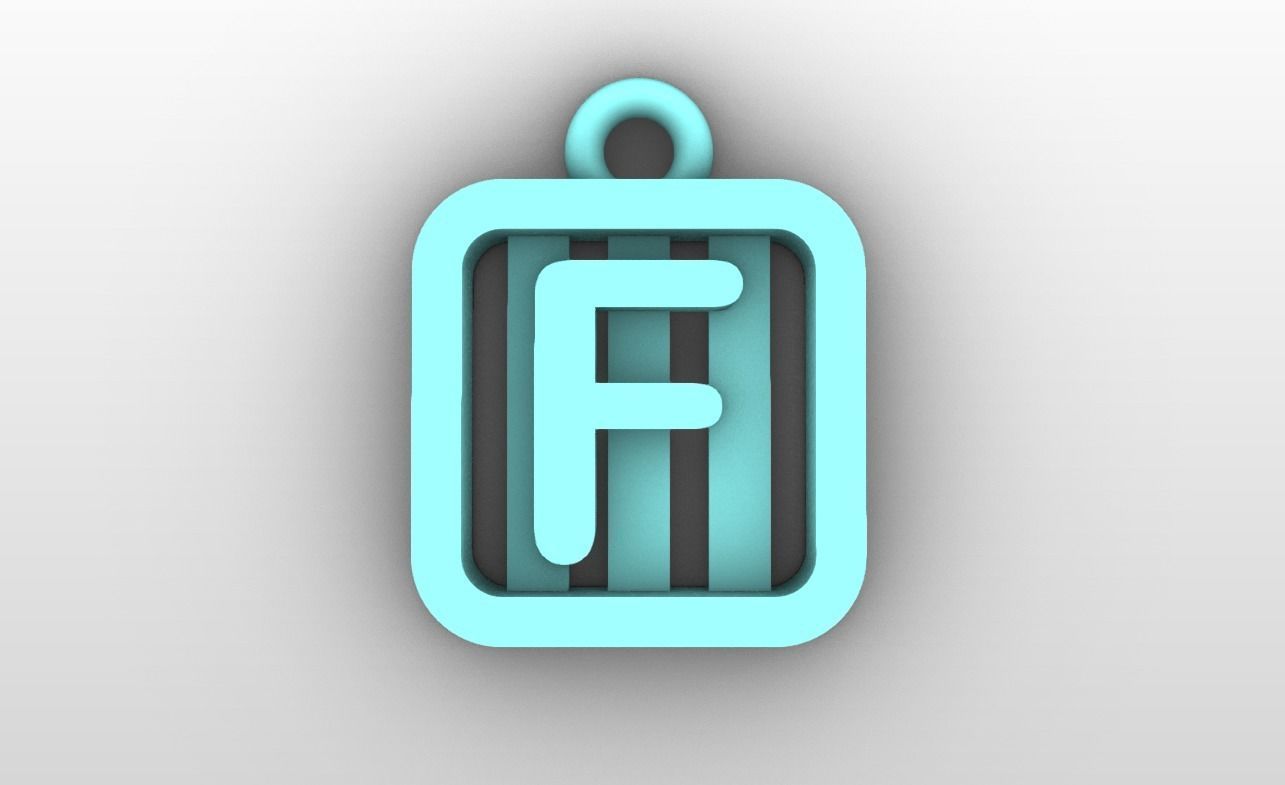 Initial letter charms  - alphabet A-Z - square frame 3D print model_7