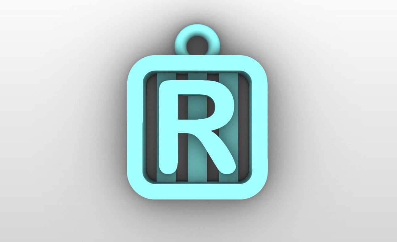 Initial letter charms  - alphabet A-Z - square frame 3D print model_19