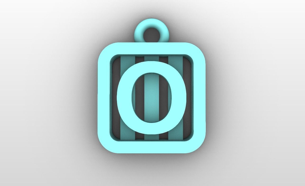 Initial letter charms  - alphabet A-Z - square frame 3D print model_16