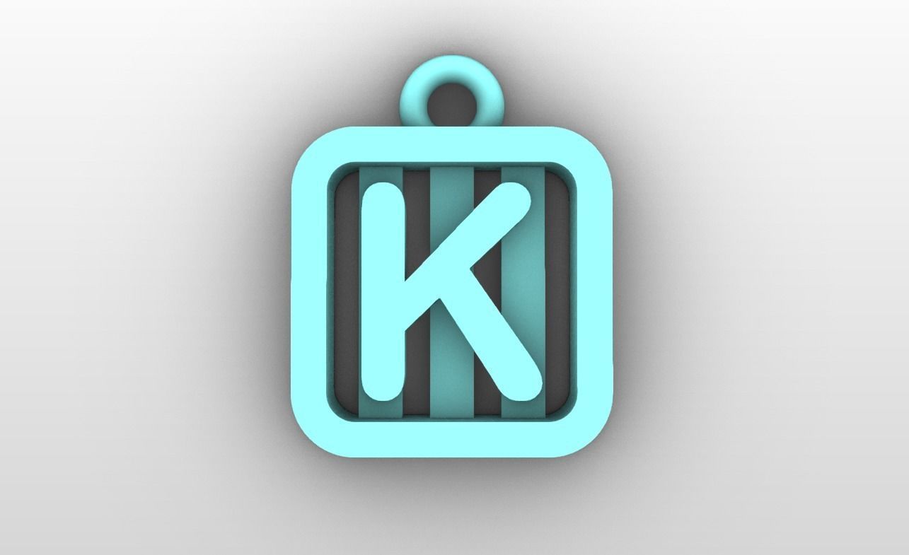 Initial letter charms  - alphabet A-Z - square frame 3D print model_12