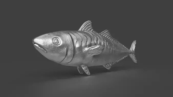 Silver Mackerel Sardine Statue 3D print model