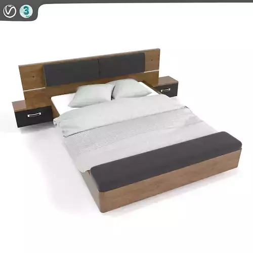 Lit 160x200 cm and 2 chevets suspendus plus LED