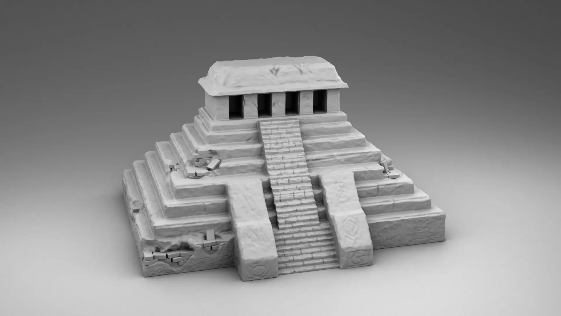 Destroyed build of the Maya 3D print model_0