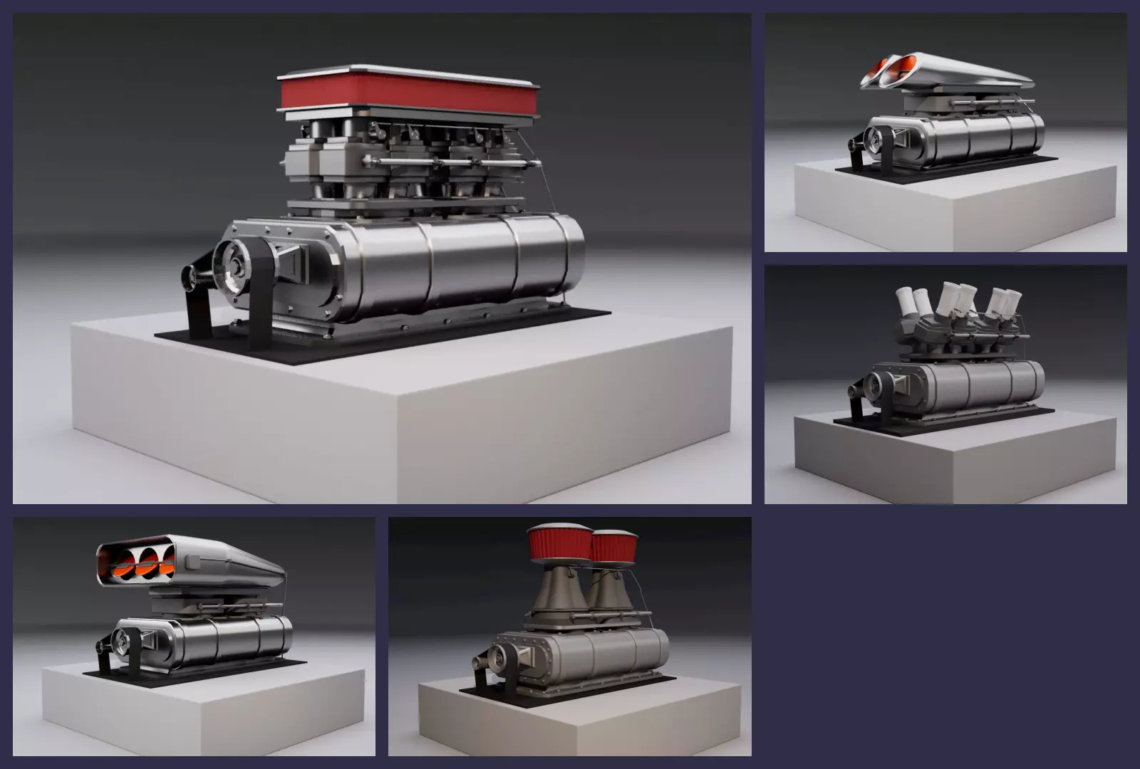 Superchargers kit 3D Model Collection_0
