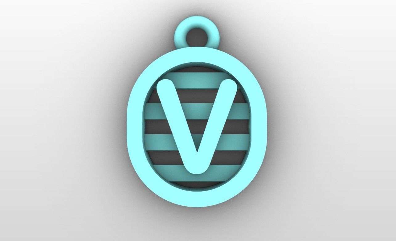 Initial letter charms  - alphabet A-Z - capsule shape 3D print model_23