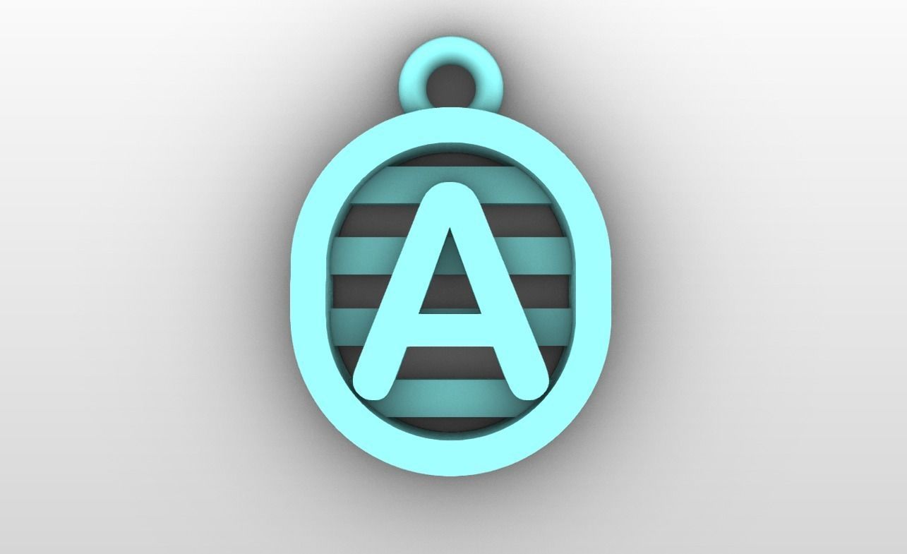 Initial letter charms  - alphabet A-Z - capsule shape 3D print model_2