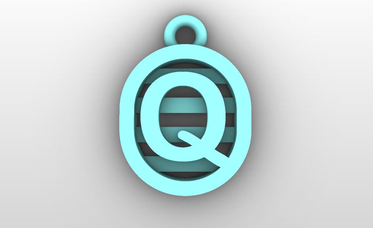 Initial letter charms  - alphabet A-Z - capsule shape 3D print model_18