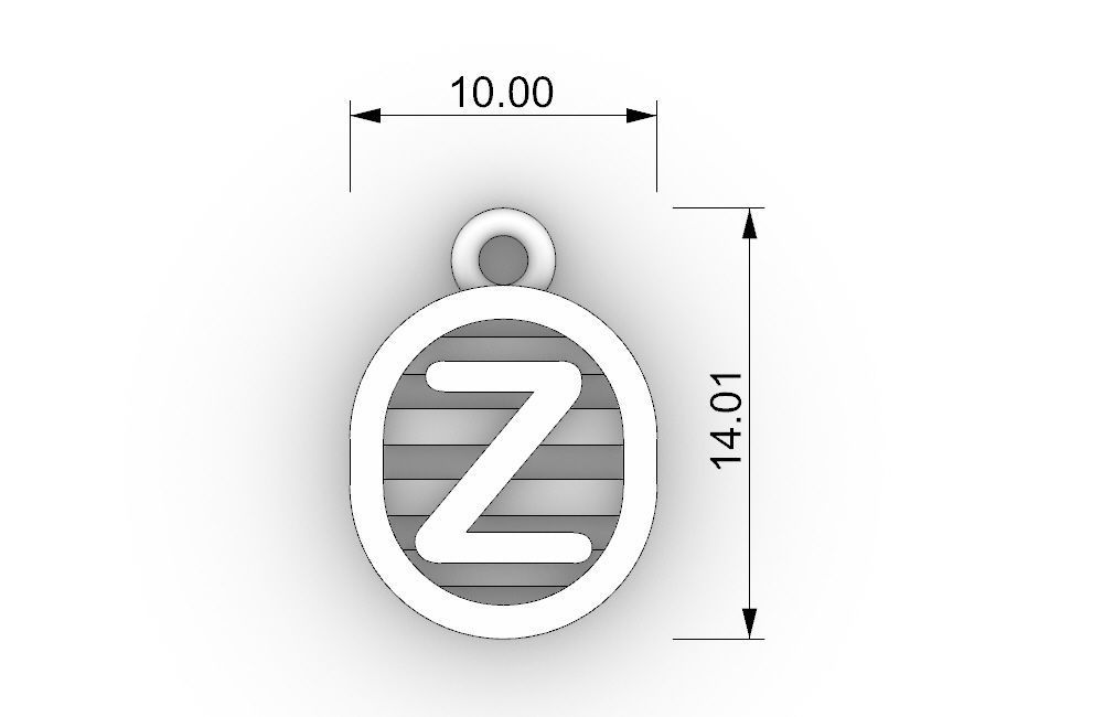 Initial letter charms  - alphabet A-Z - capsule shape 3D print model_30