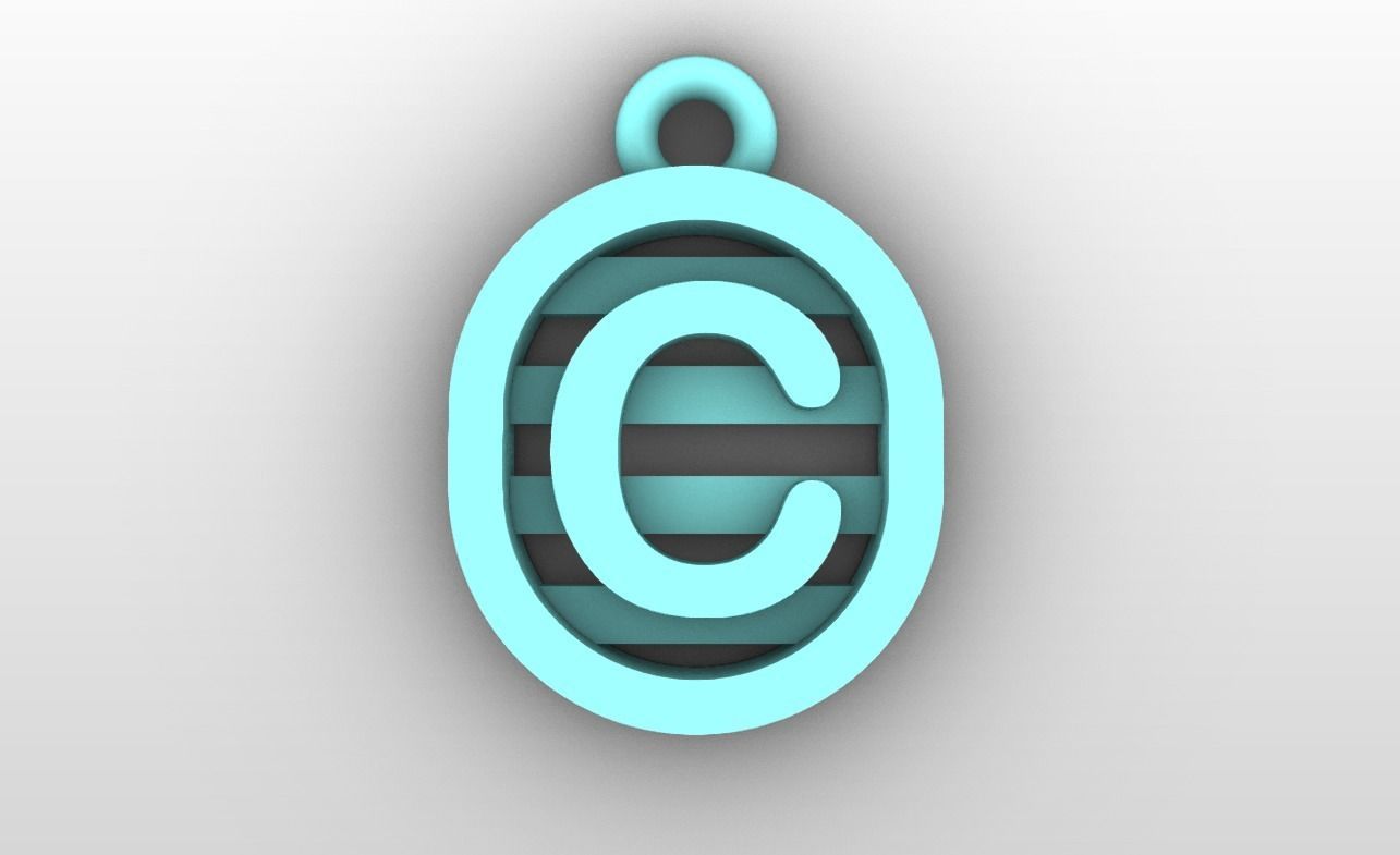 Initial letter charms  - alphabet A-Z - capsule shape 3D print model_4