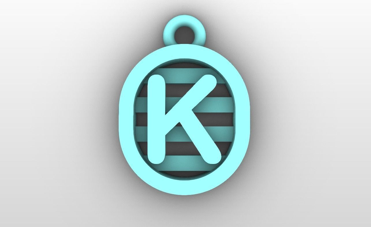 Initial letter charms  - alphabet A-Z - capsule shape 3D print model_12