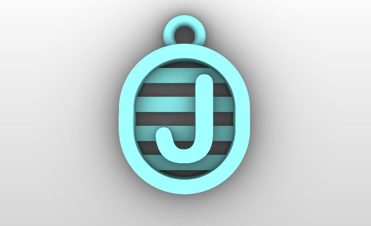 Initial letter charms  - alphabet A-Z - capsule shape 3D print model_11