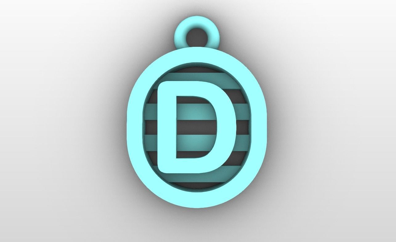 Initial letter charms  - alphabet A-Z - capsule shape 3D print model_5