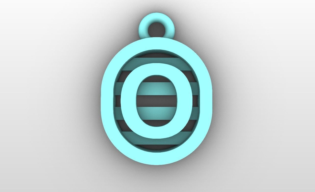 Initial letter charms  - alphabet A-Z - capsule shape 3D print model_16