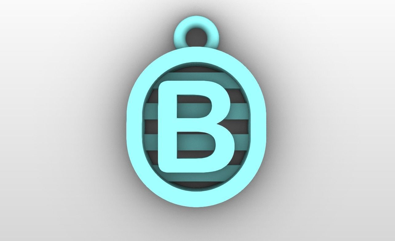 Initial letter charms  - alphabet A-Z - capsule shape 3D print model_3