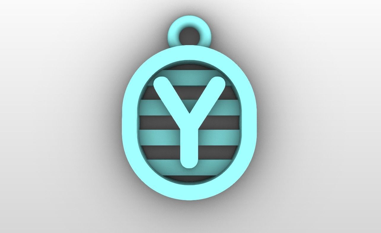 Initial letter charms  - alphabet A-Z - capsule shape 3D print model_26