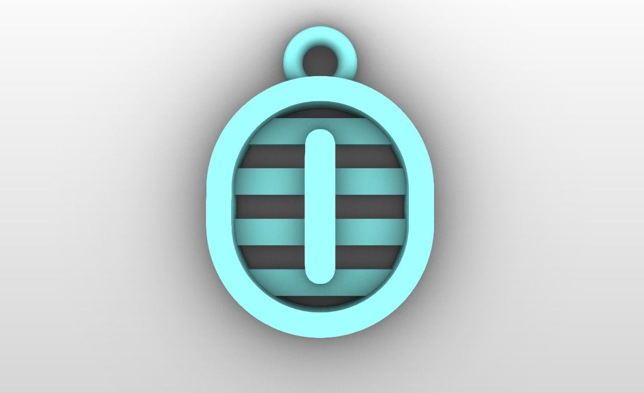 Initial letter charms  - alphabet A-Z - capsule shape 3D print model_10