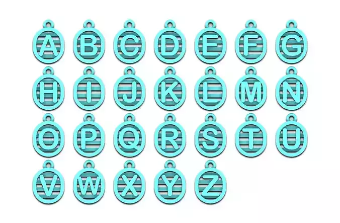Initial letter charms  - alphabet A-Z - capsule shape