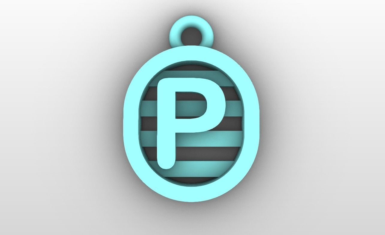 Initial letter charms  - alphabet A-Z - capsule shape 3D print model_17