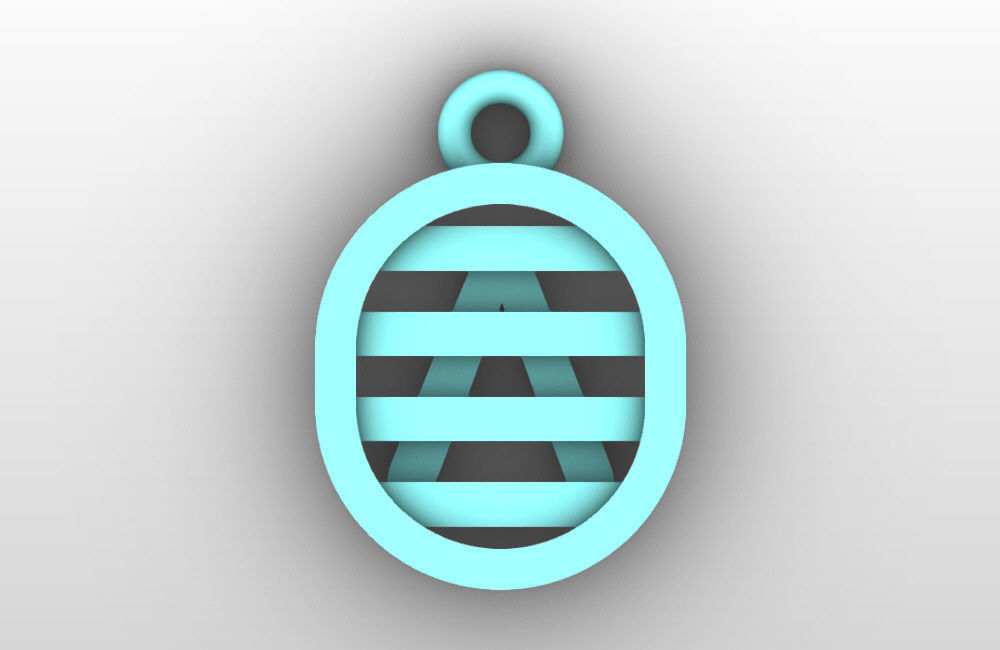 Initial letter charms  - alphabet A-Z - capsule shape 3D print model_28