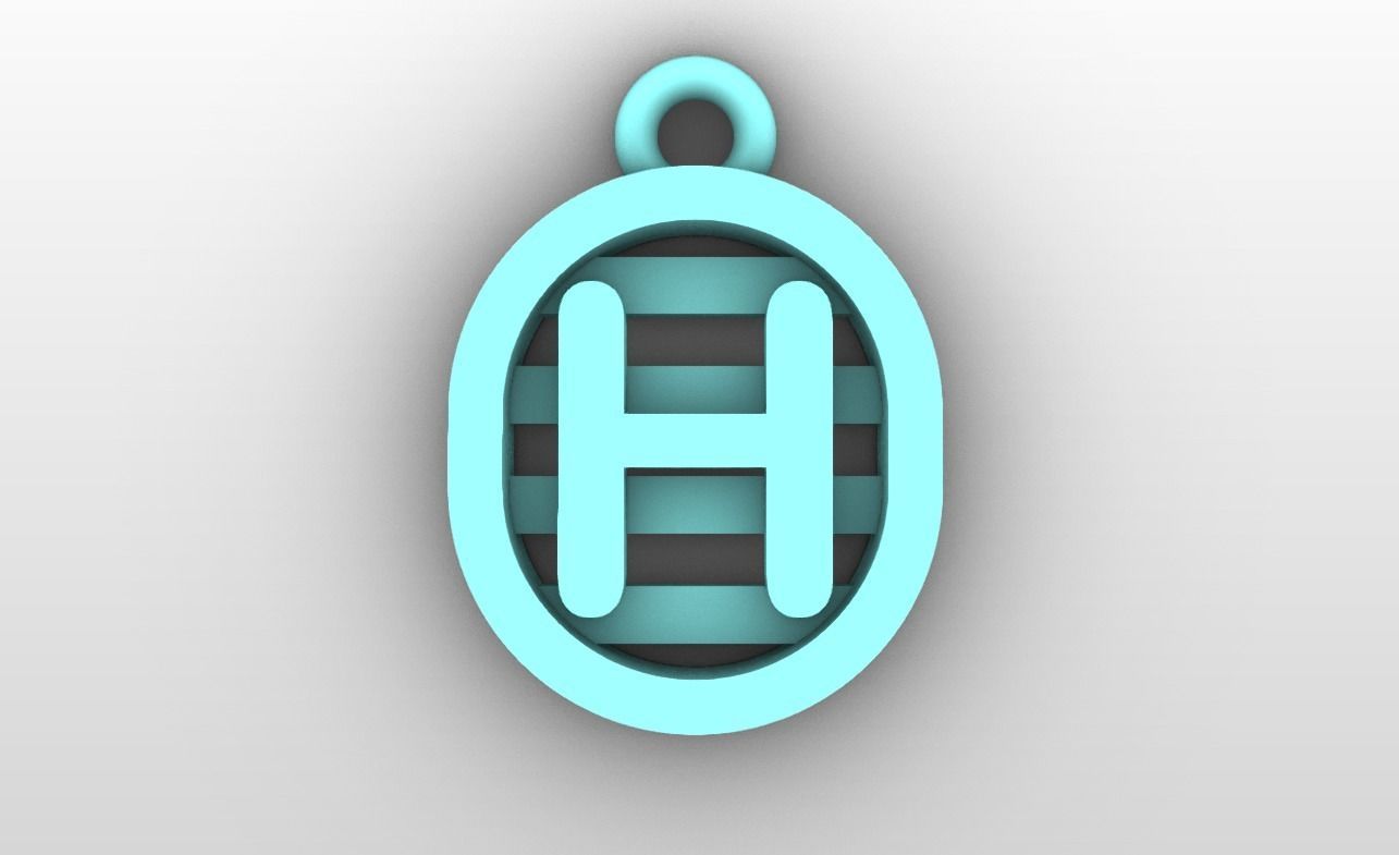 Initial letter charms  - alphabet A-Z - capsule shape 3D print model_9