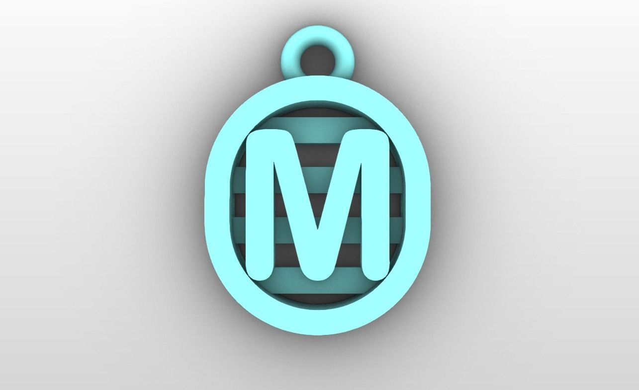 Initial letter charms  - alphabet A-Z - capsule shape 3D print model_14