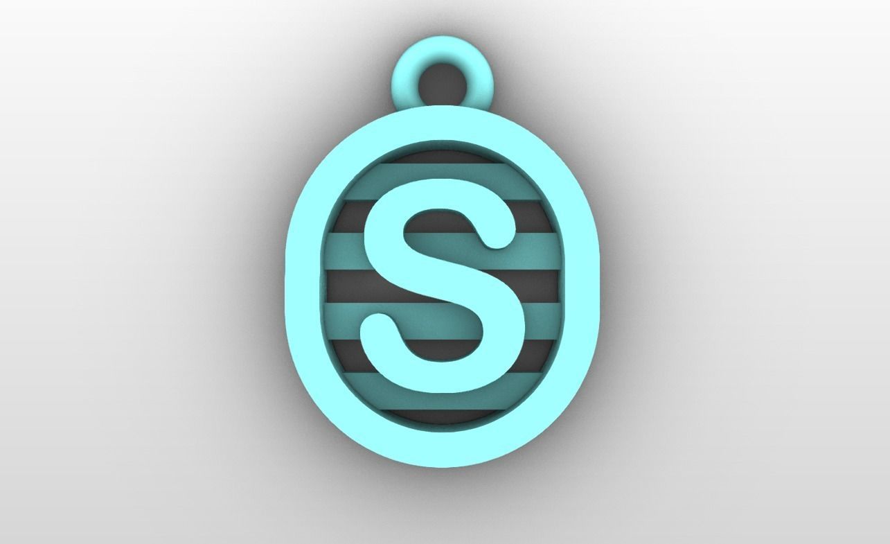 Initial letter charms  - alphabet A-Z - capsule shape 3D print model_20