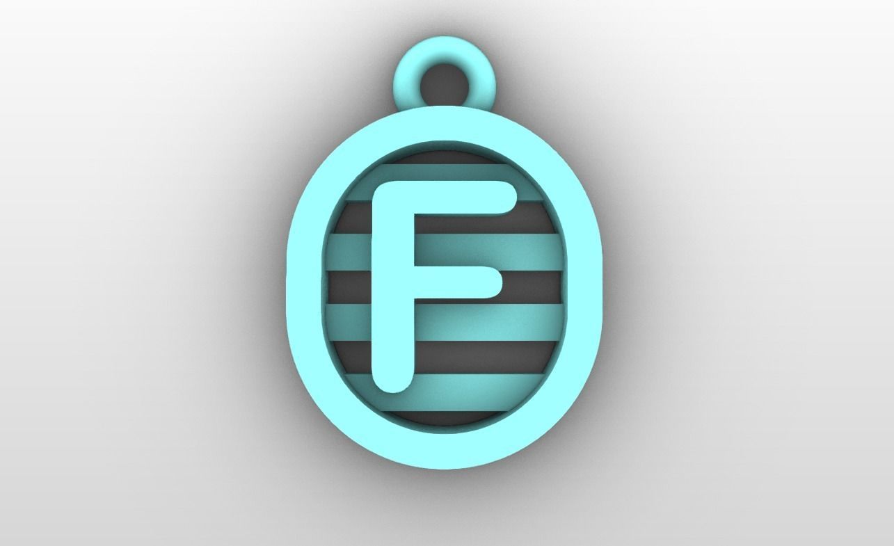 Initial letter charms  - alphabet A-Z - capsule shape 3D print model_7