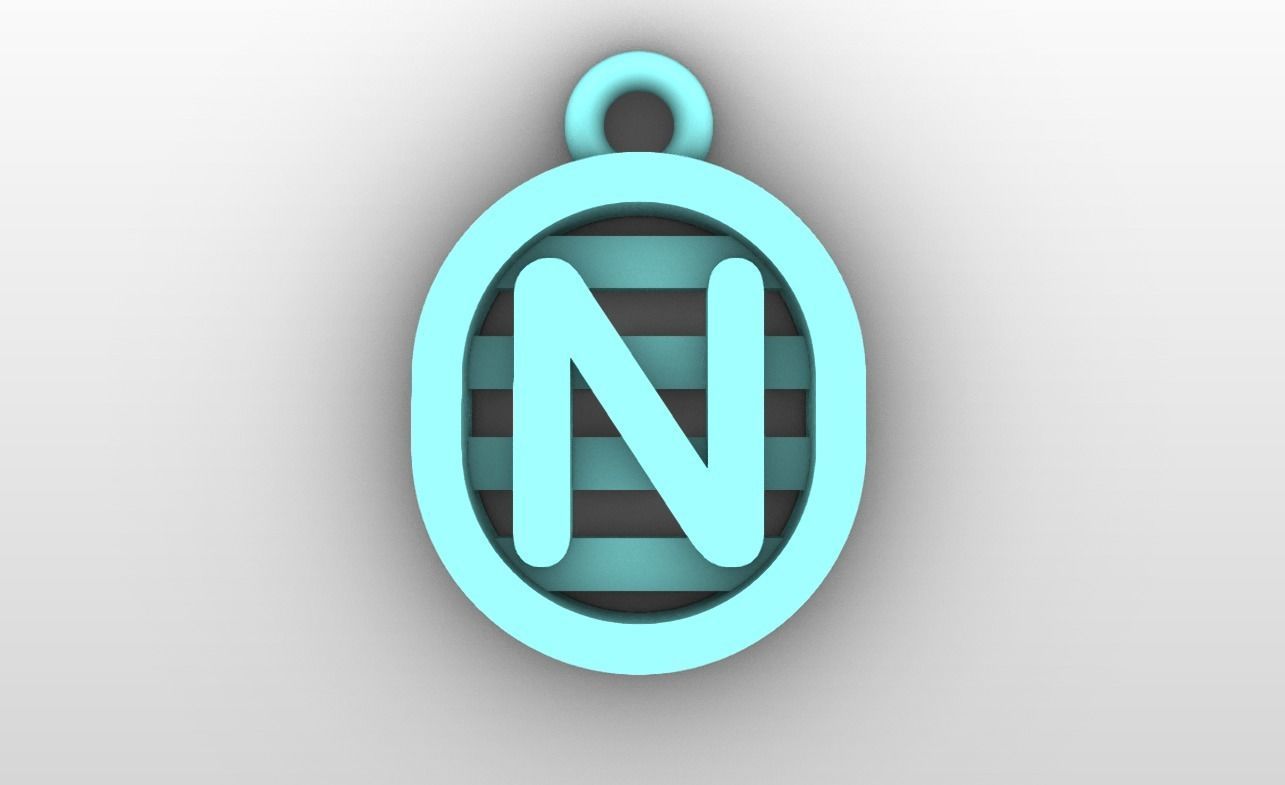 Initial letter charms  - alphabet A-Z - capsule shape 3D print model_15