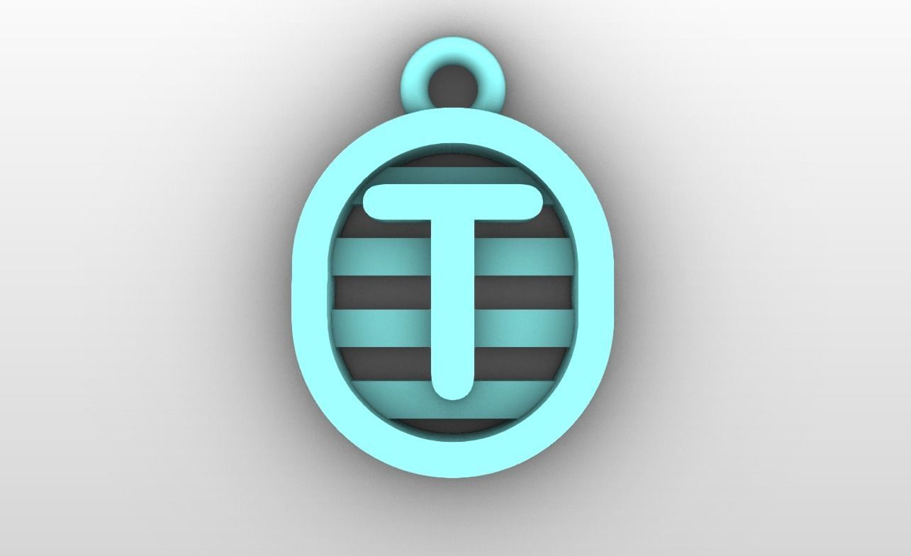 Initial letter charms  - alphabet A-Z - capsule shape 3D print model_21