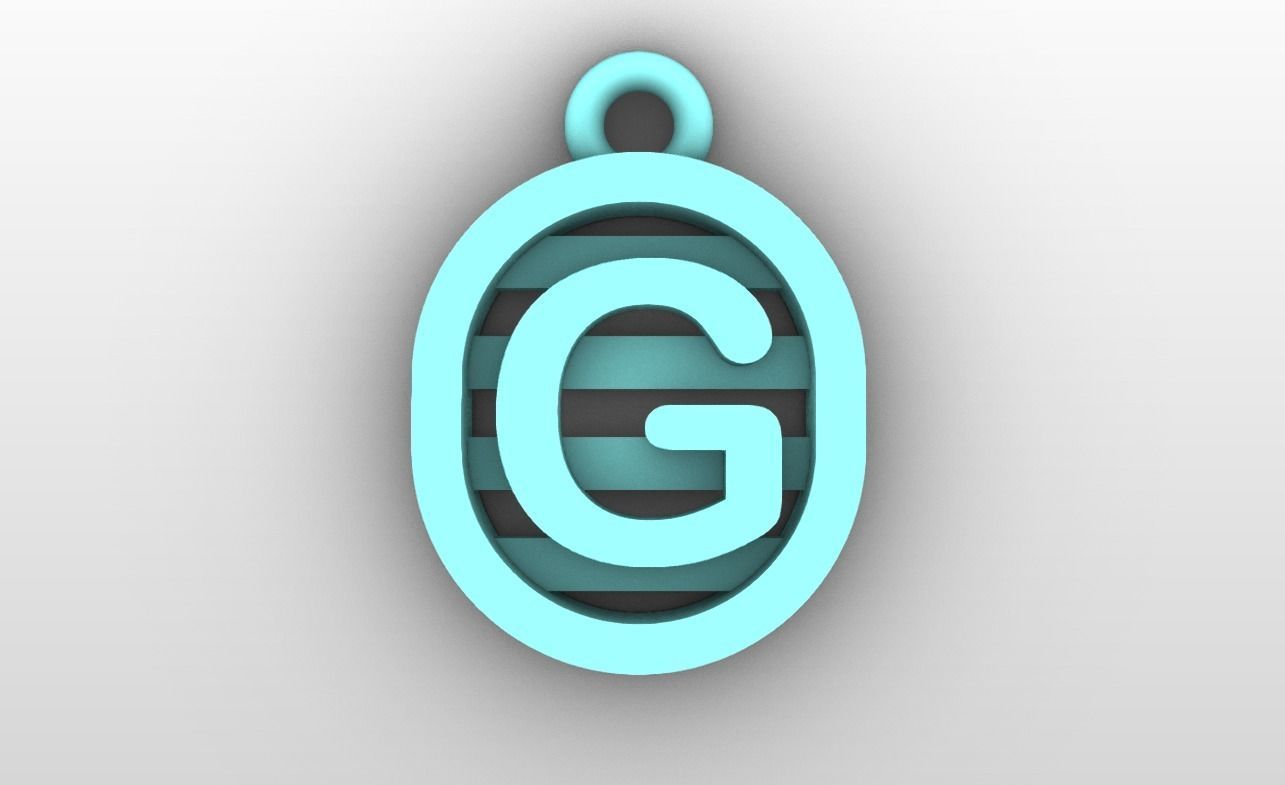 Initial letter charms  - alphabet A-Z - capsule shape 3D print model_8