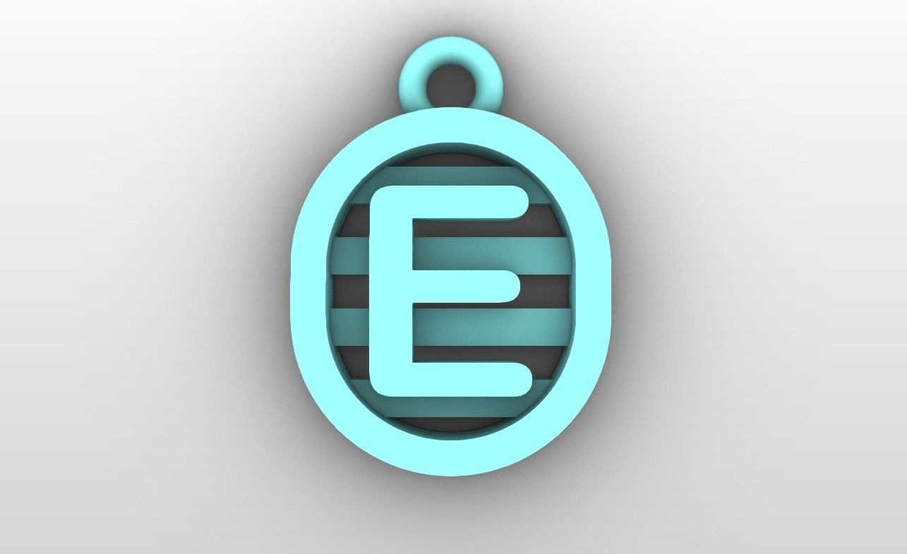 Initial letter charms  - alphabet A-Z - capsule shape 3D print model_6