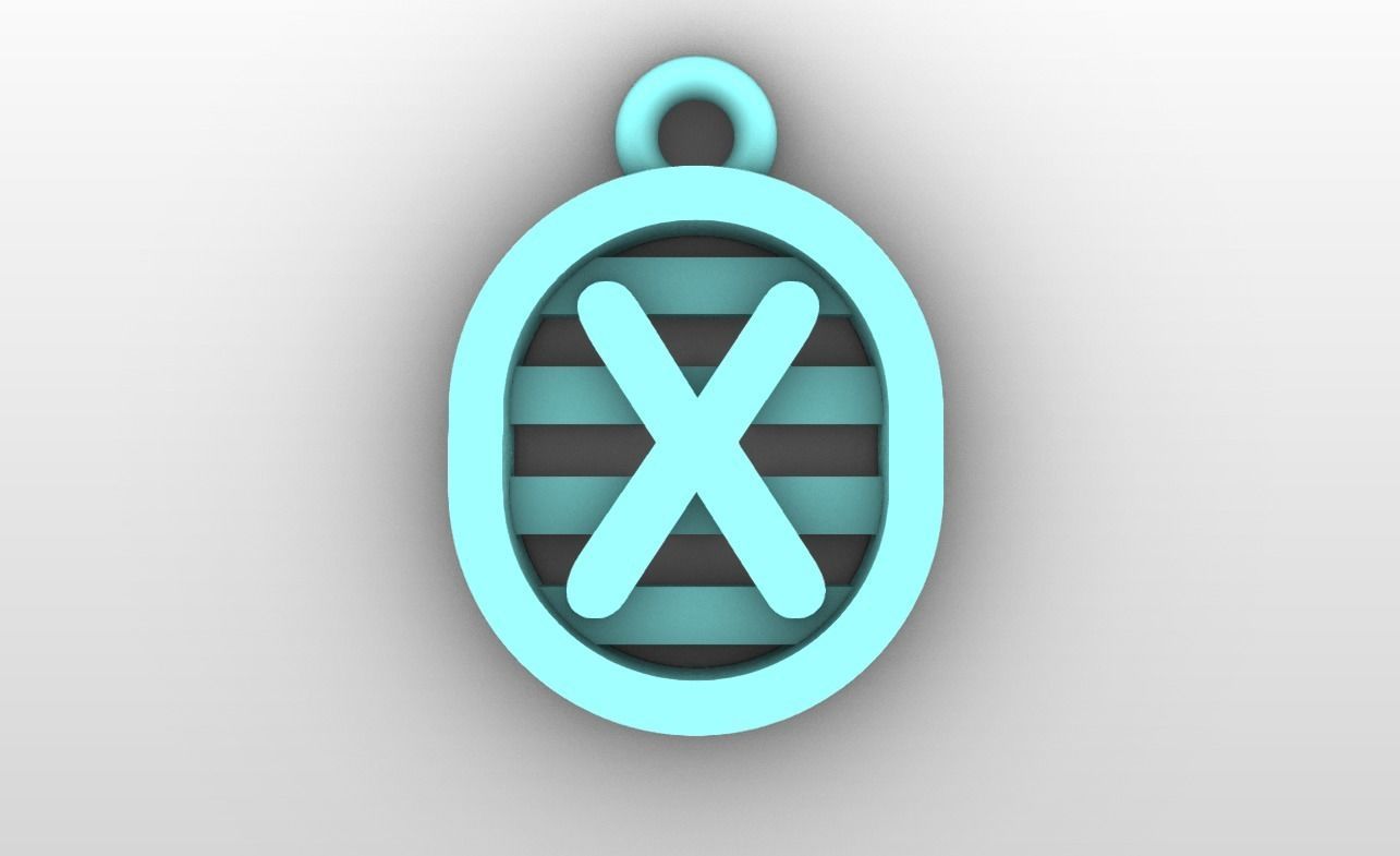 Initial letter charms  - alphabet A-Z - capsule shape 3D print model_25