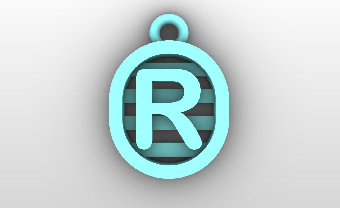 Initial letter charms  - alphabet A-Z - capsule shape 3D print model_19