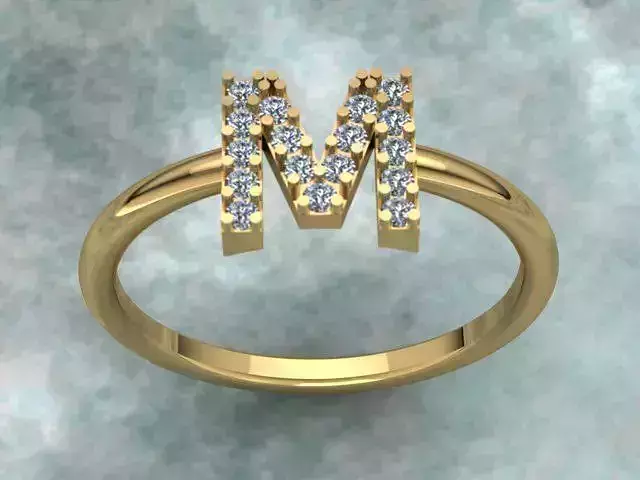 Diamond Ring With M Letter 3D print model