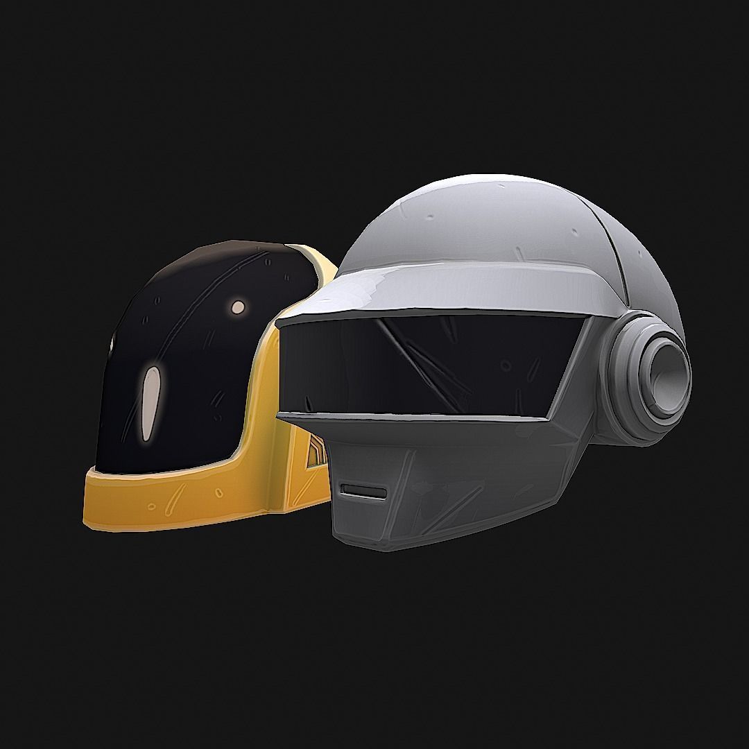 Pbr Daft punk Helmets  Low-poly 3D model_3