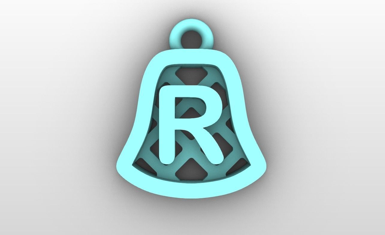 Initial letter charms - alphabet A-Z - bell shape 3D print model_19