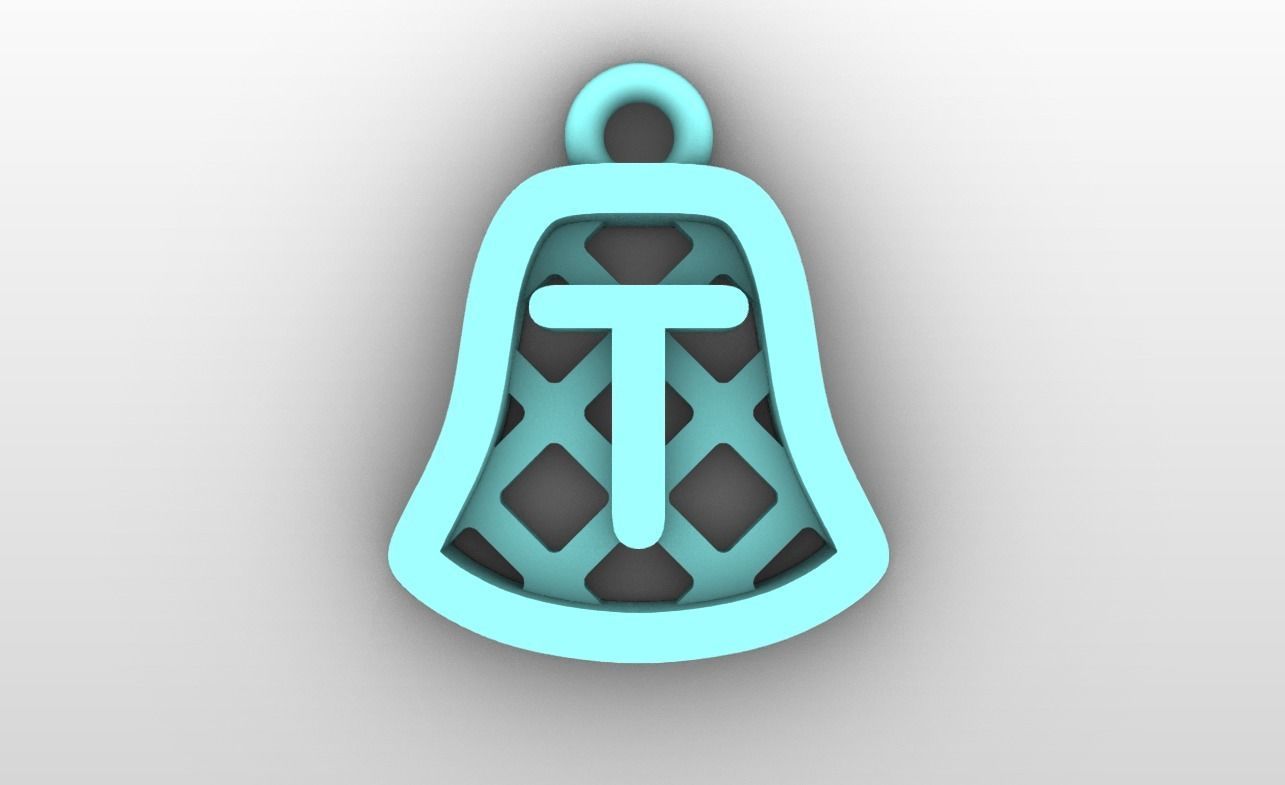 Initial letter charms - alphabet A-Z - bell shape 3D print model_21