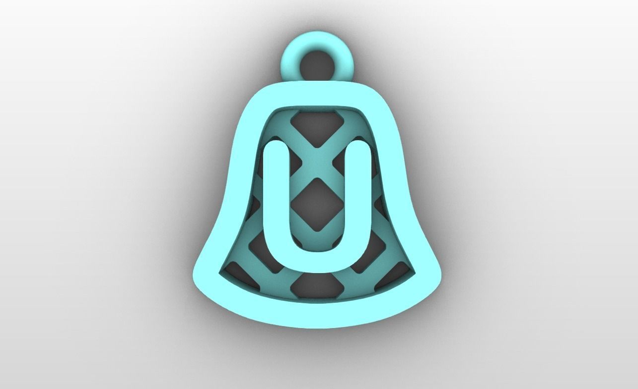Initial letter charms - alphabet A-Z - bell shape 3D print model_22